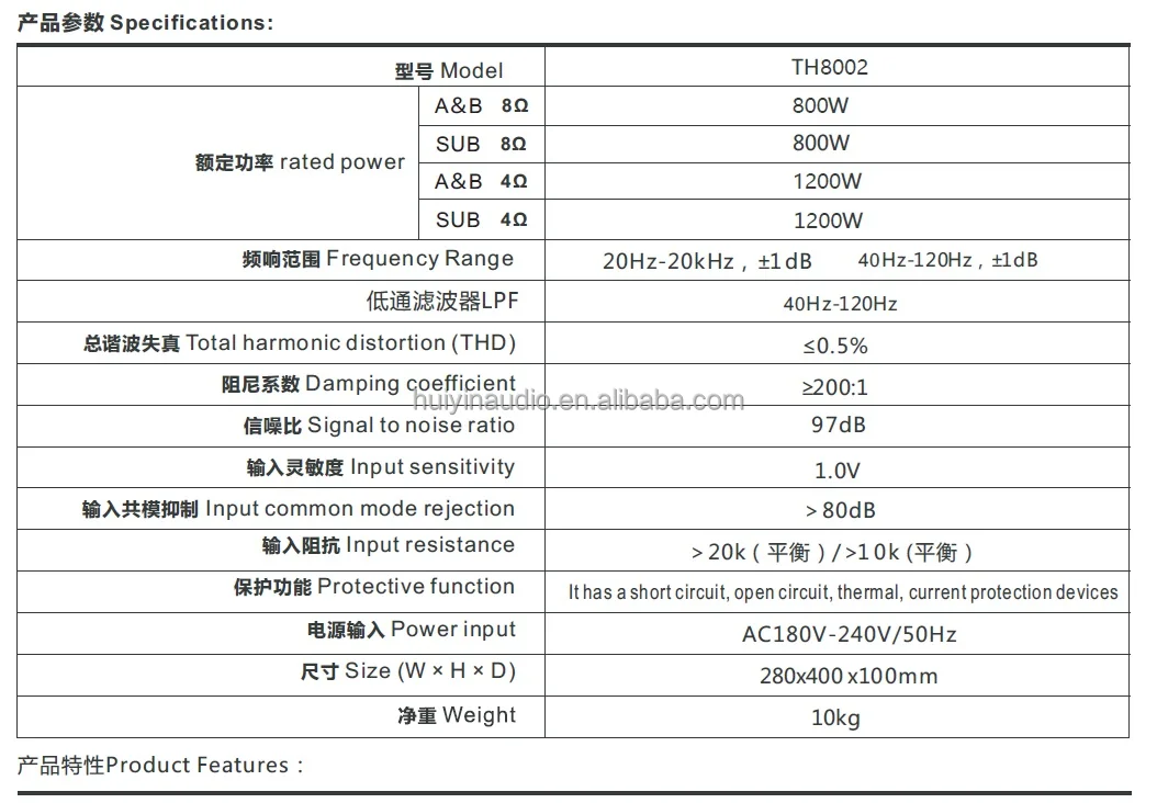product 2 channel amplifier module 8 ohm with 800w 4 ohm with 1200w monoblock amplifier for active speaker subwofoer amplifier th8002-4