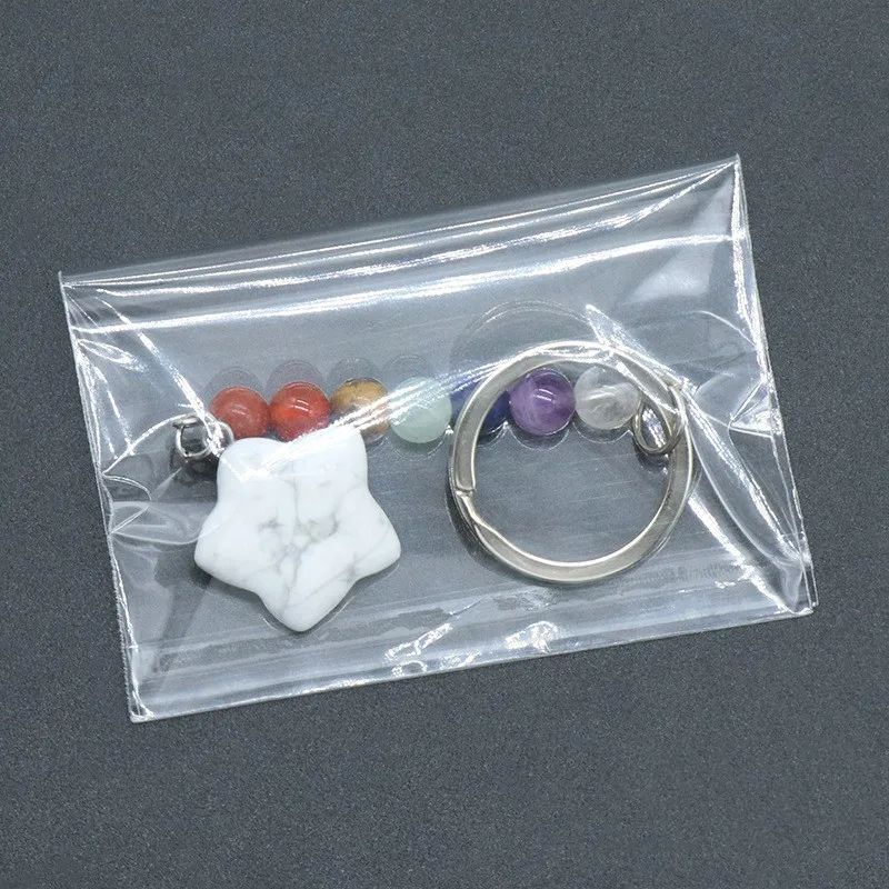 Crystal Star Keychain With 7 Chakra Natural Stone Bead Charm Gemstone Key Ring for Car Wallet Backpack Key Chain