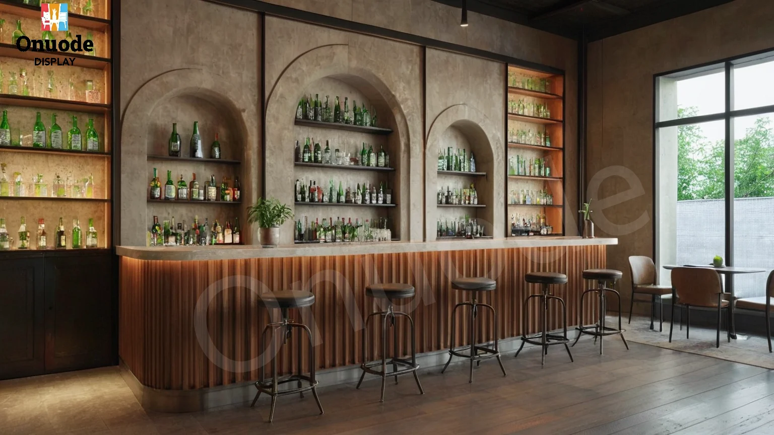 Elegant Design Wood Cafe Bar Counter Showcase for Enhancing Your Wooden Interior