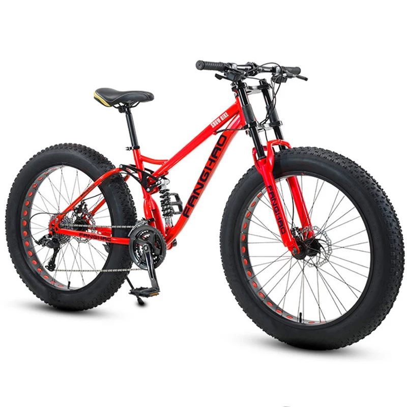 26 Inch Fat Bike 4.0 - 9 Speed Snow Bicycle with Full Suspension