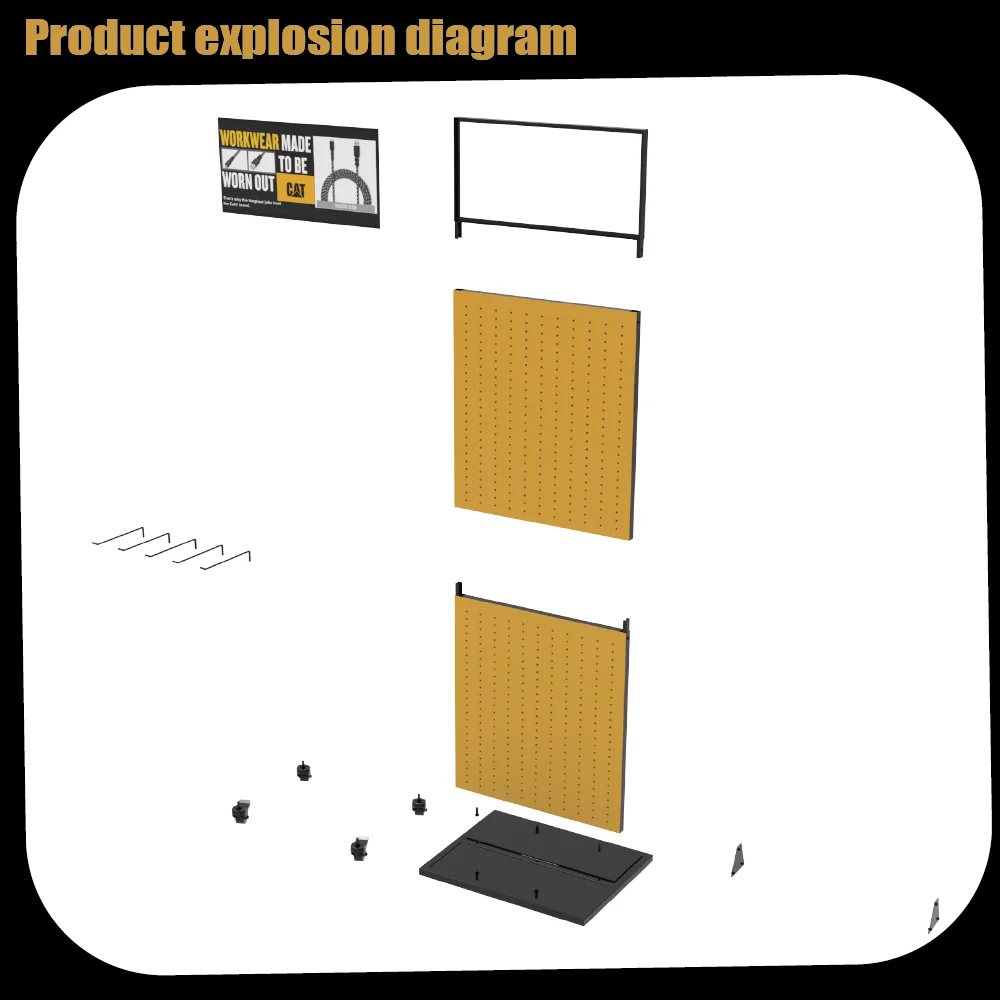 Bevis Custom Light-Duty Metal Movable Roller Floor Standing Pegboard Mobile Phone Accessory Display Stand With Hooks for Store
