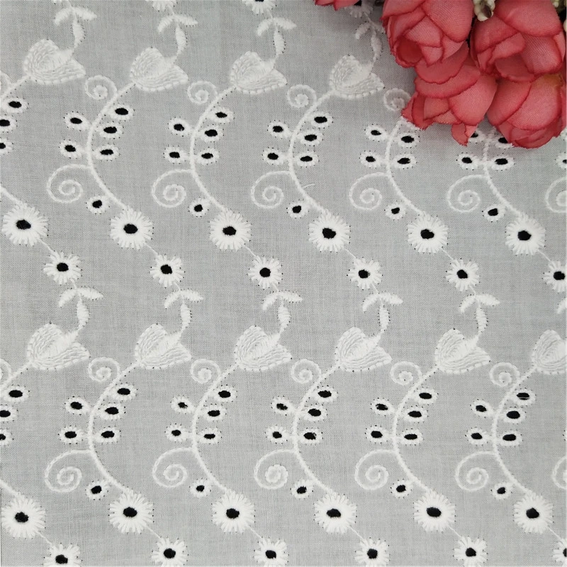 Женское белое кружевное платье из 100% хлопка с вышивкой