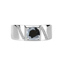 Husky Jewelry Black Men's Diamond Sterling Silver 1CT VVs1 Moissanite Diamond Men Ring