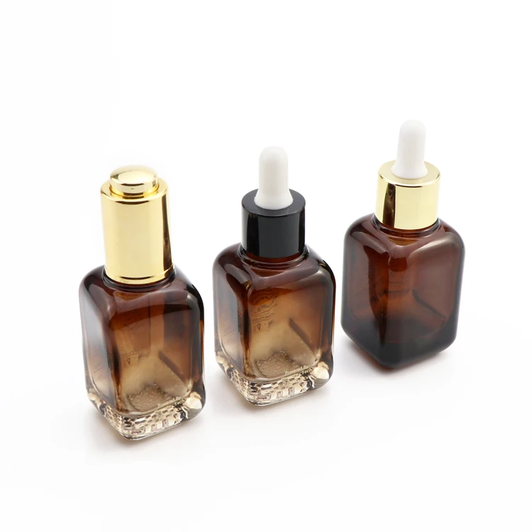 JX Pack 30ml 40ml Amber square Rectangle Essential Oil Glass Dropper Bottle