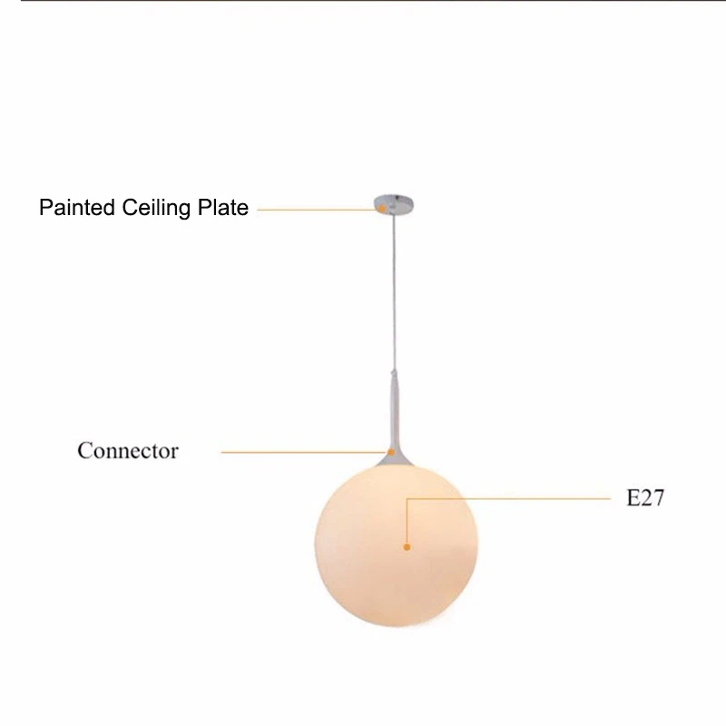 Simple Loft Milk White Ball Pendant Ceiling Lamp Glass Glass Ball