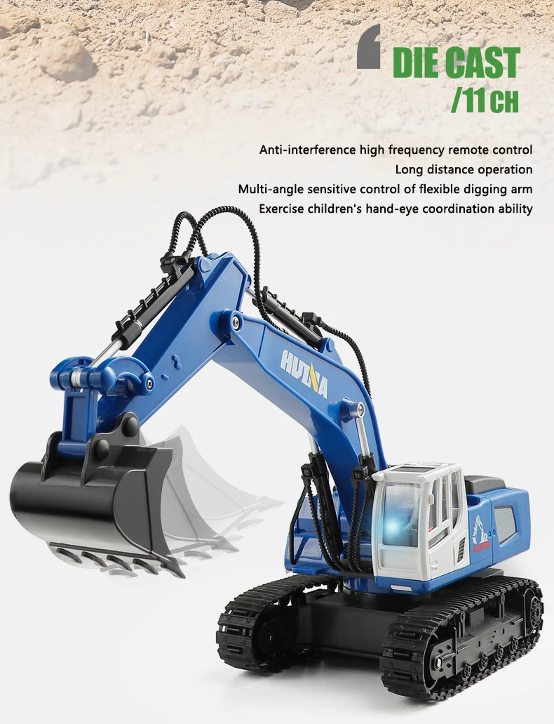 Excavator Toy Boys Excavators Metal Shovel Kids 1/18 Scale Vehicle