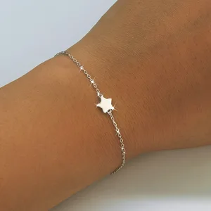 Wholesale 925 Sterling Silver Link Chain Bracelet Women's Star Charm Jewelry for Gift