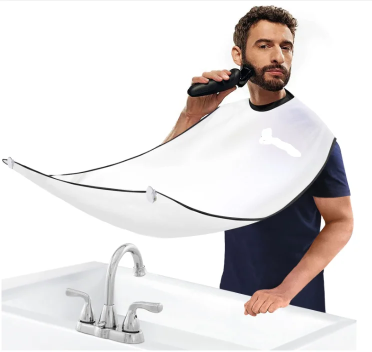 White color custom logo Beard Bib Apron Beard Hair Catcher for Men Shaving Beard Hair Clippings Catcher