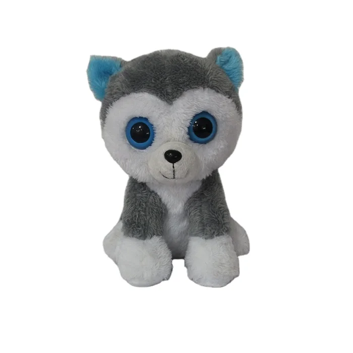 Low MOQ  Plush Simulation Alaskan Malamute Husky Stuffed Animal Toy Dog with Big Eye