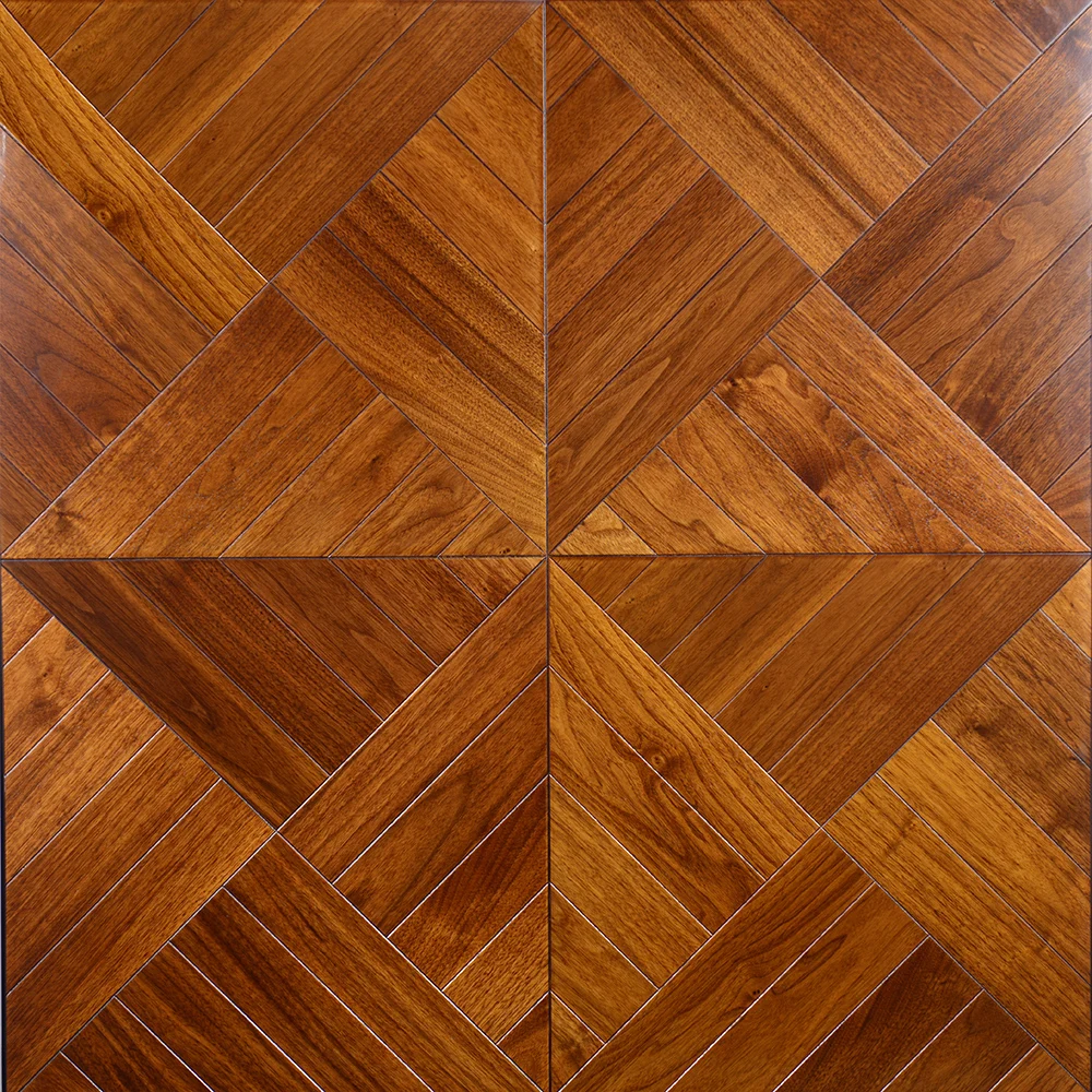 Oak Walnut Maple Jatoba Geometry Design Wood Flooring Patterned Design Wood Flooring Mosaic Parquet Flooring