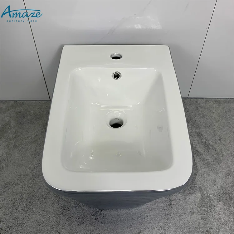 Modern ceramic sanitary ware gray color wall mount latest toilet set bath design wall hung toilet bowl manufacture