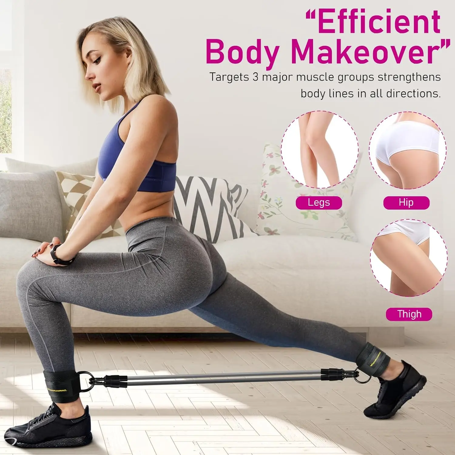 Mr Ankle Resistance Bands With Cuffs Glutes Workout Home & Gym Workout