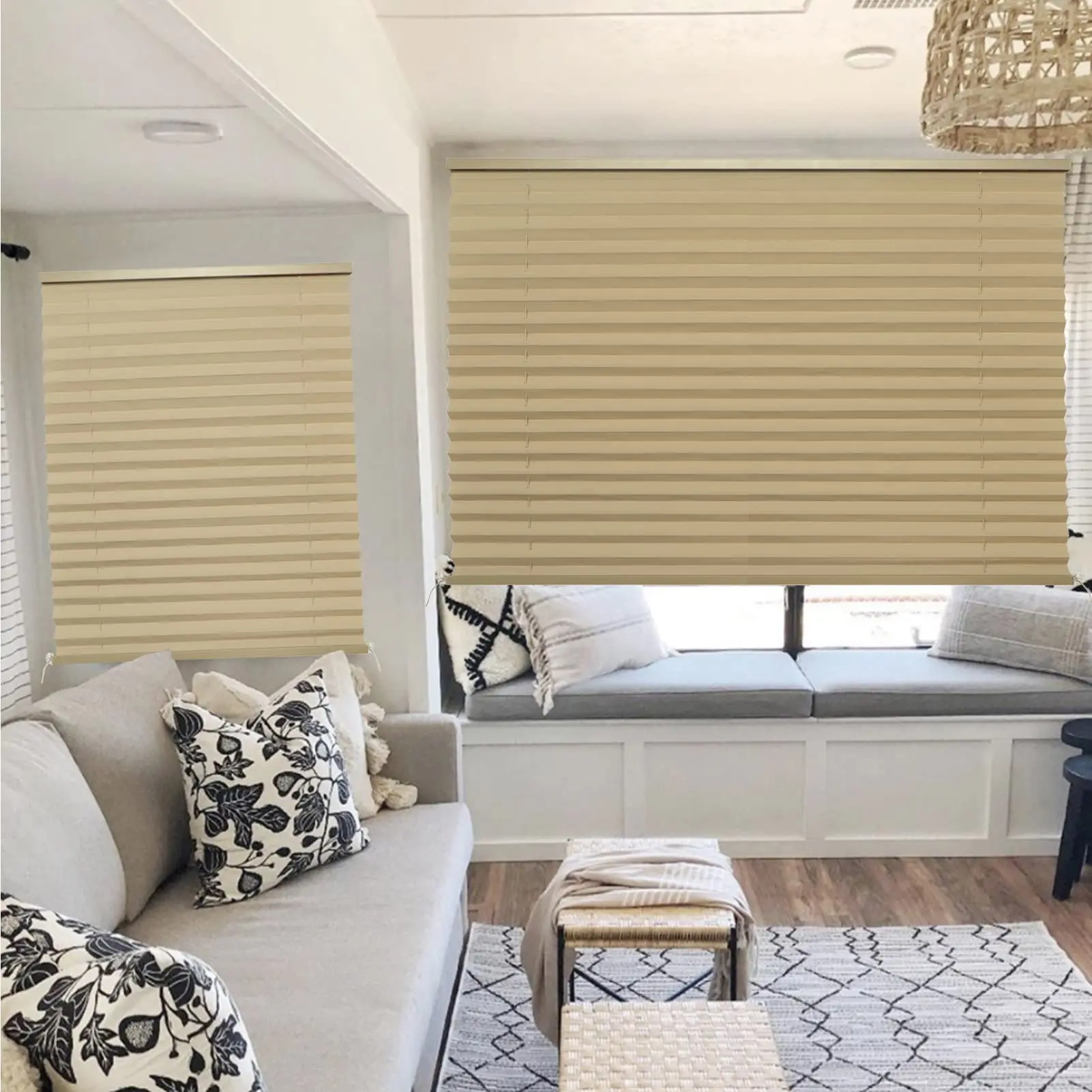 JSL 25 MM RV Window Fabric Pleated Shade Shutters for RV Camper Travel Trailers USA Hot Sale