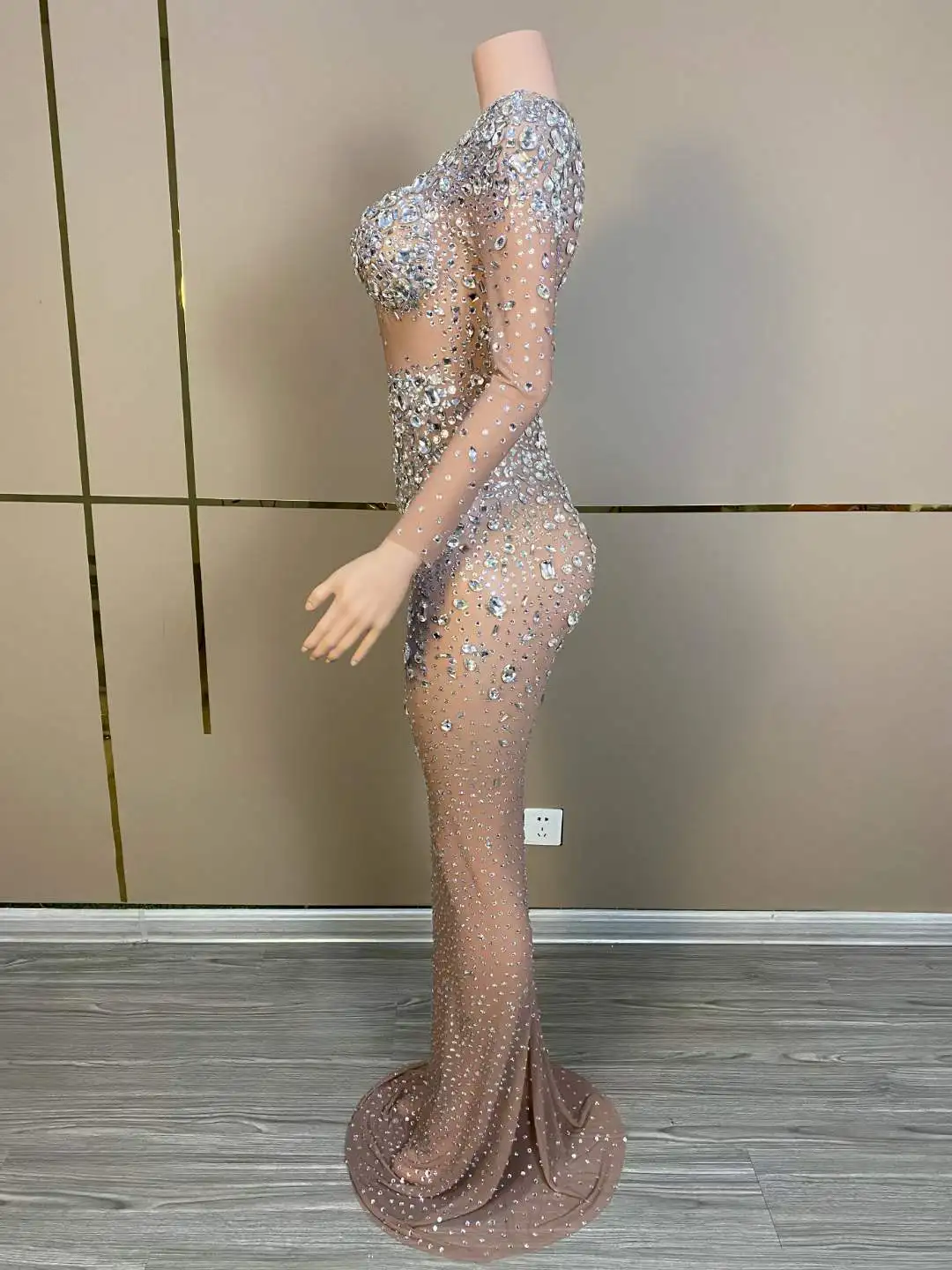 open lace back dress Silver Crystals Halter Glitter Mermaid Designer Prom Dress