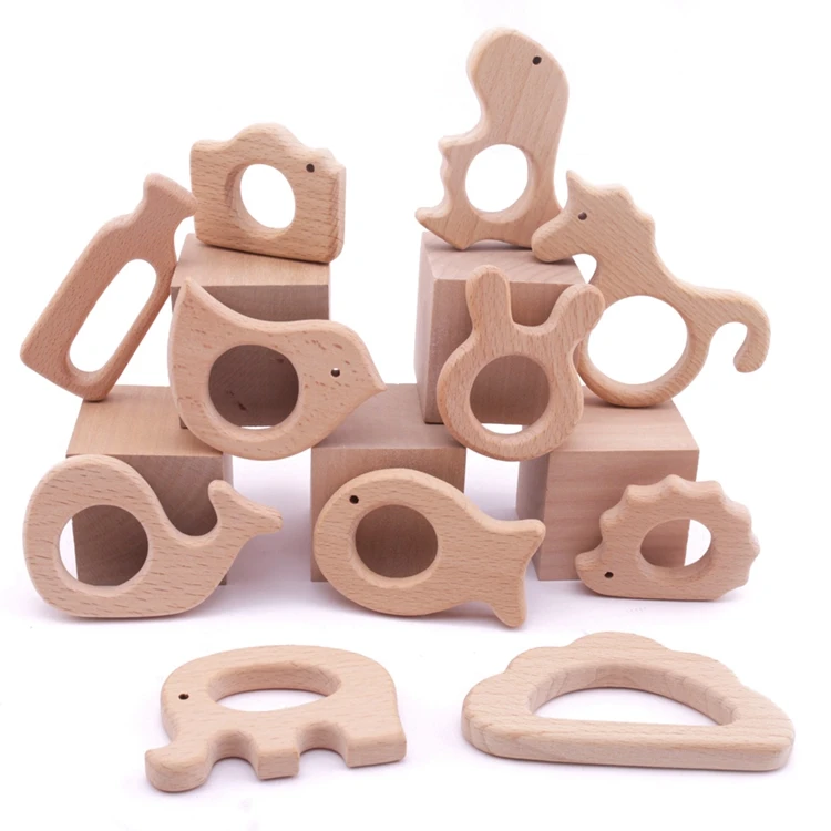 1pcs Natural wood Safety Wooden Teether Seahorse shape Baby Molar Stick Toy 