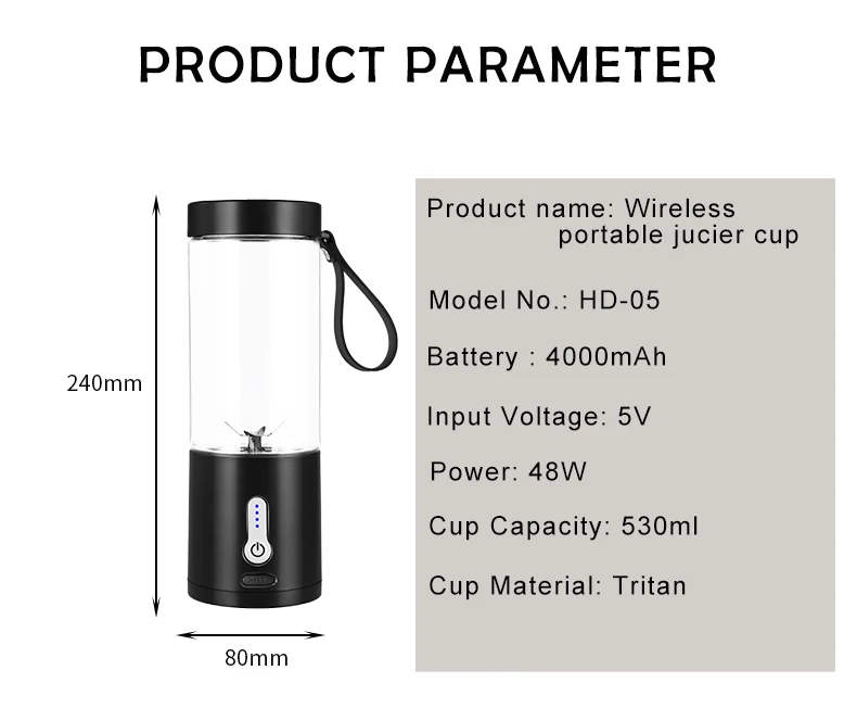 Portable Electric Juicer Blender Usb Rechargeable Smoothie Mixer_voghion.com