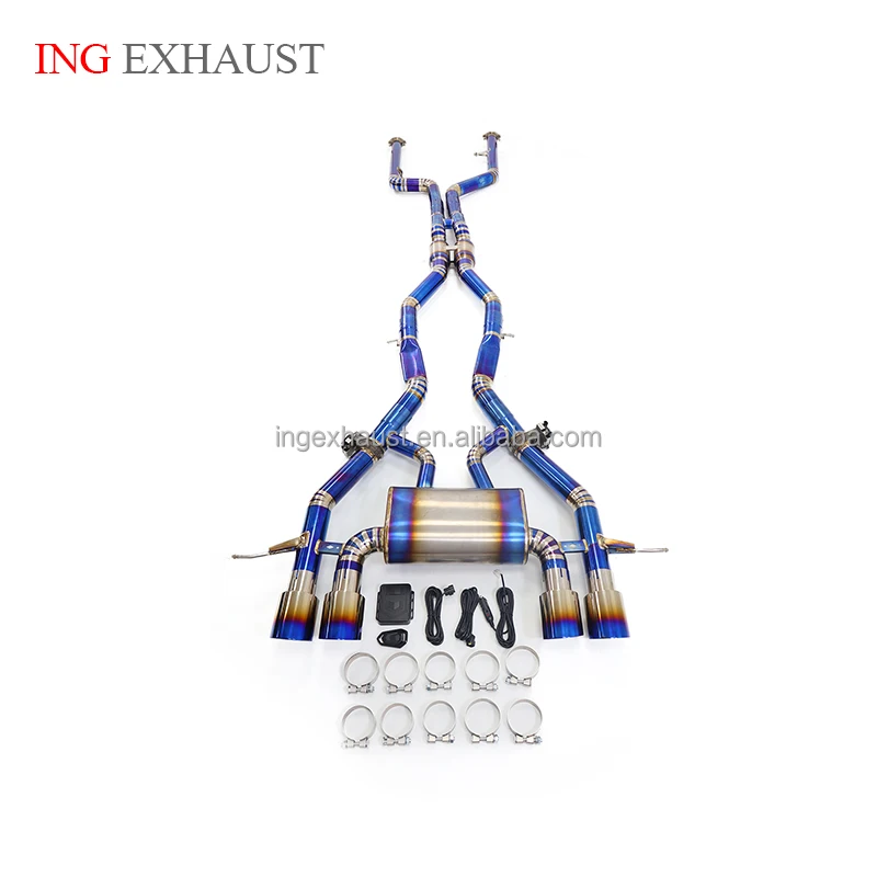 ING for BMW M3 M4 G80 G82 Performance Catback Titanium Alloy Exhaust System Mirror Polished Valve Controller Muffler 1 Piece