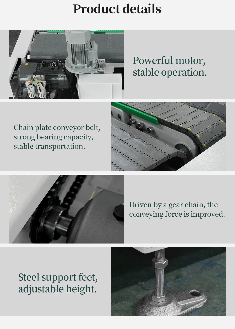 Hongrui Factory Customized Fully Automatic Conveyor Chain Power Translator details