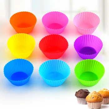 Basics Reusable Non-Stick 24 Pack Silicone Baking Cups Liner Standard Size Cupcake