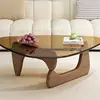 Tinted glass + walnut solid-wood legs
