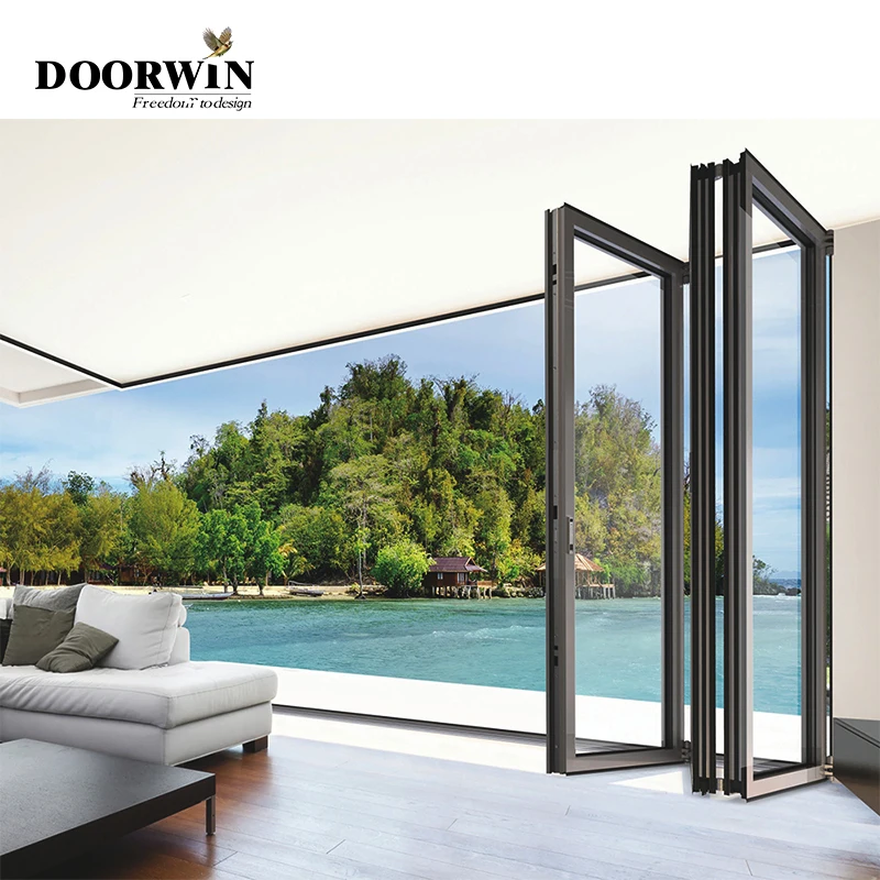 Doorwin patio double glass exterior accordion folding door residential aluminium bifold doors