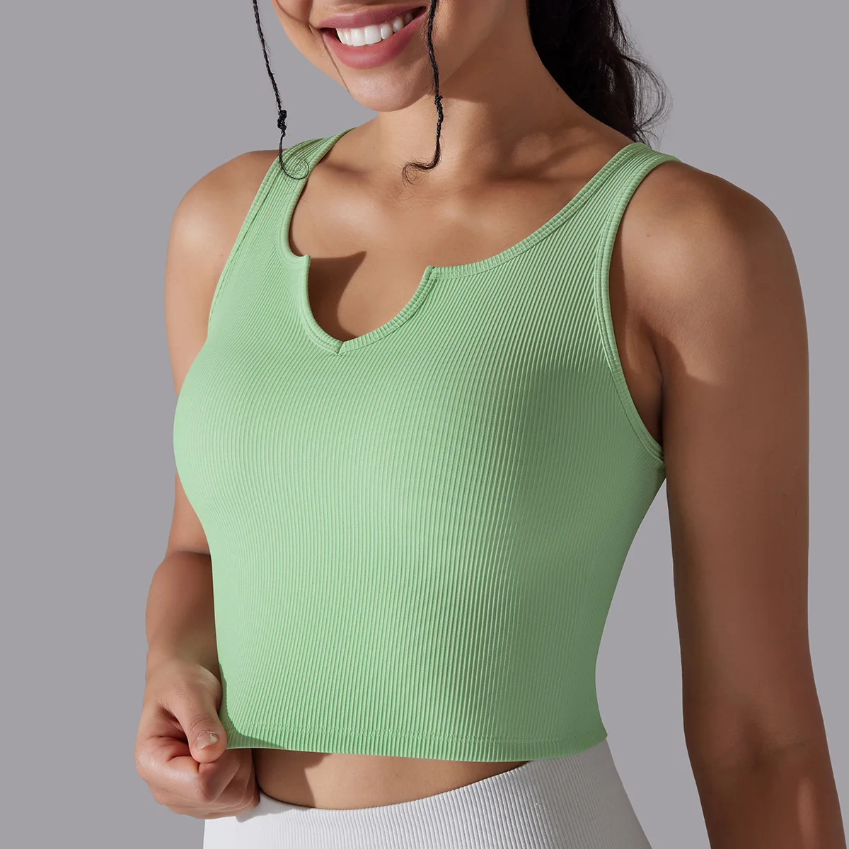 2024 Custom Logo Seamless Sports Vest for Women Cropped Tank Top Built