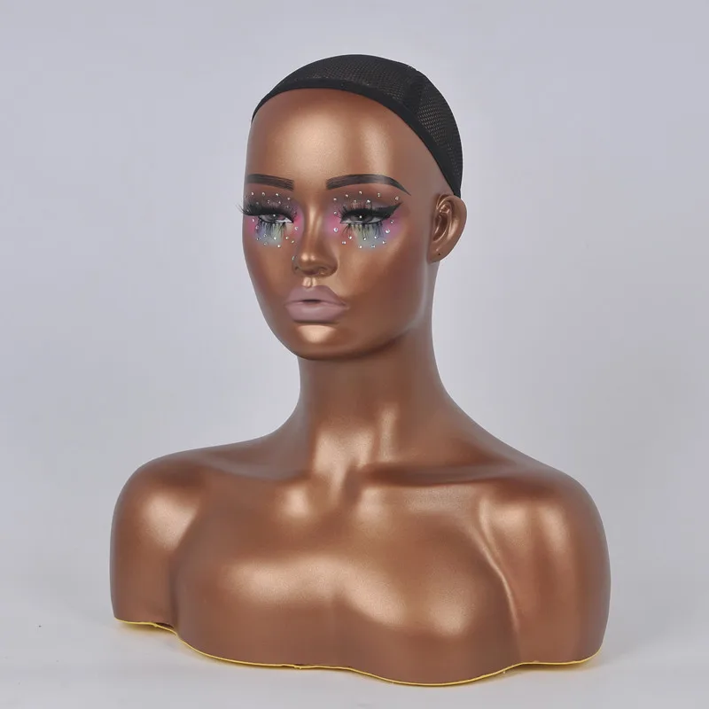 Black Realistic Mannequin Female With Shoulder Mannequin Head