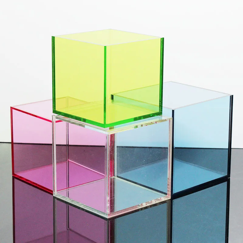 Colorful Translucent Acrylic Display Box Square Cube for Desk/Home Decor,Lovely Gift,Make up Tool,Jewelry,Candy Storage Case