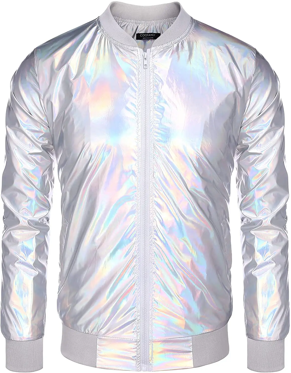 Buy WULFUL Men Metallic Party Nightclub Jackets Gold Halloween Zip Up  Baseball Bomber Jacket at