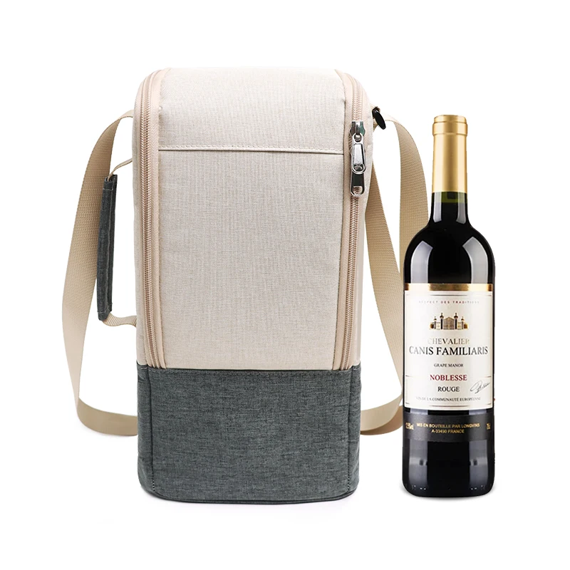 Perfect Picnics Outdoor Insulated Wine Carrier Bag Travel Thermal Wine Bottle Cooler Tote Bag With Shoulder Strap