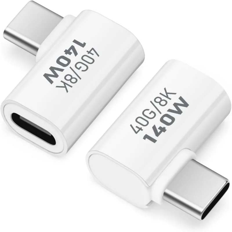 90 Degree USB C Adapter 8K 60Hz 140W USB C Male to Female Connector for Phone iPad Macbook