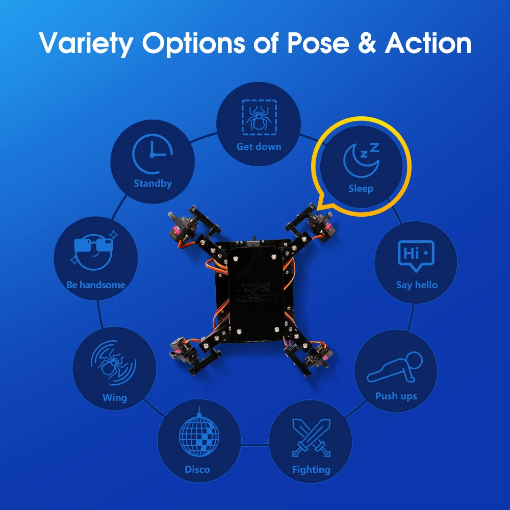 Robotlinking Scientific Robot Toy for Arduino Bionic Quadruped Spider Explorer Kit Multi-function DIY Building Smart Toys