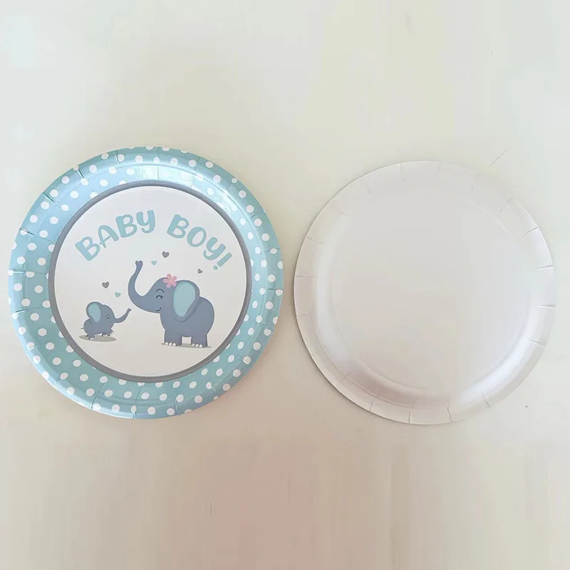 Custom Logo Dinnerware Set Paper Plates Disposable Party Tableware Baby Tableware Set Tea Cups Set for Baby Shower
