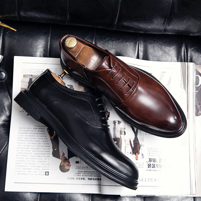 Business Formal Leather Shoes Men New Style 2023 Autumn Low-top Solid ...