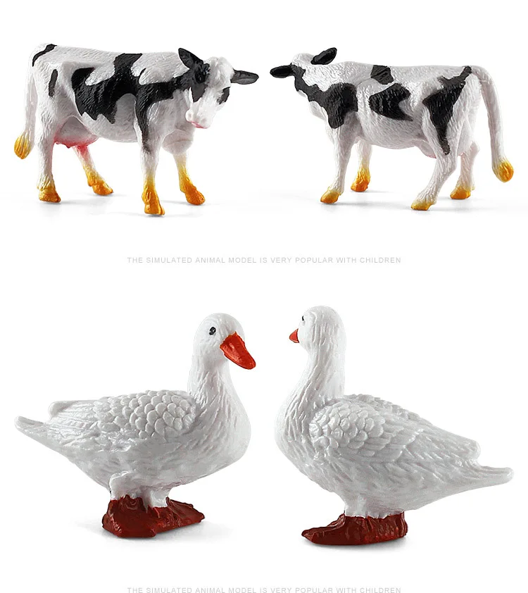 12pcs Realistic Simulated Poultry Action Figure Farm Dog Duck Cock