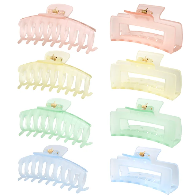 Macaron Large Hair Claw Plastic Resin Shark Clips With Jelly Frosted Effect Versatile Party Accessory Korean Style For Girls