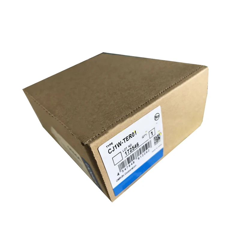 Nuwe oorspronklike CJ1W-TER01 Omron CJ1W-reeks PLC-einde-deksel terminaal-eenheid, geïnstalleer aan die regterkant van die CJ1-reeks PLC-rak vir rakafsluiting en beskerming.
