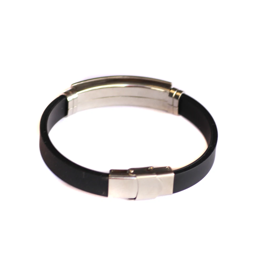 Wholesale Customize Classic Black Men's Charm Rubber Wristband
