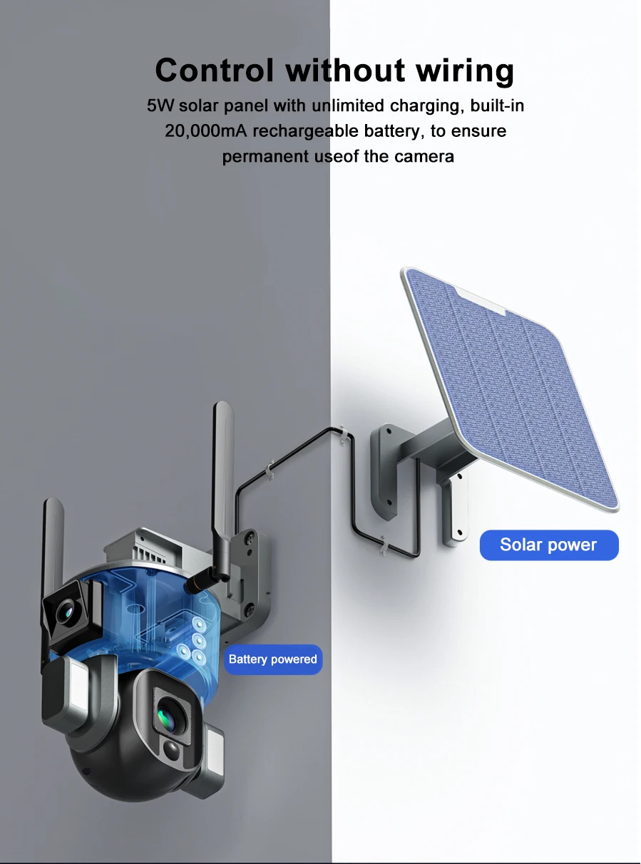 IP67 Outdoor PTZ 4G WiFi Security CCTV Camera Solar Powered Wireless Solar  Power Panels Systems Waterproof Outdoor Camera