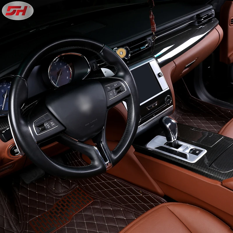 10pcs carbon fiber interior dashboard panel trims paste type For 2013-2016 Maserati Quattroporte M156