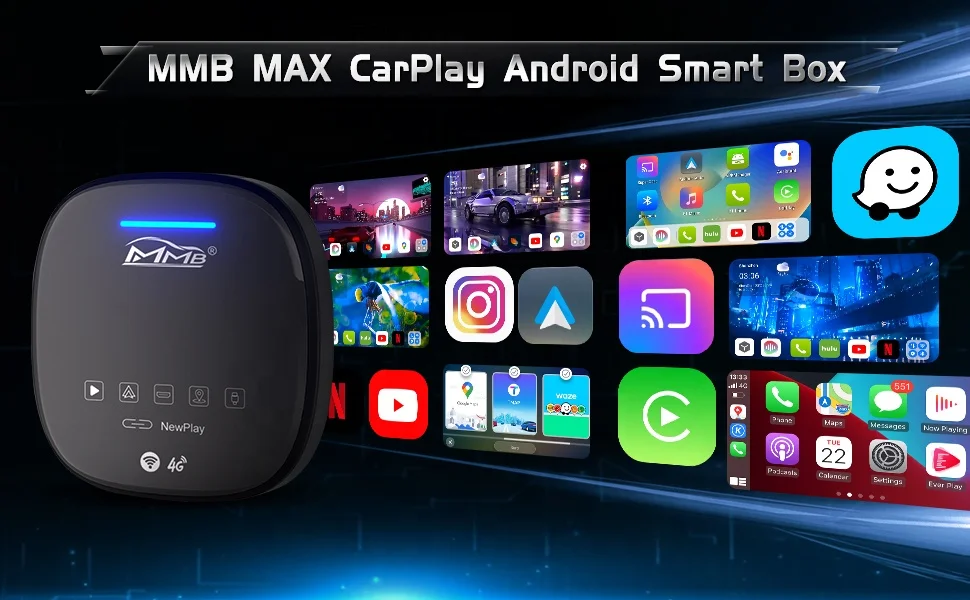 Android 10 MMB Wireless CarPlay AI Box - Video Adapter with SIM Slot for Android Auto