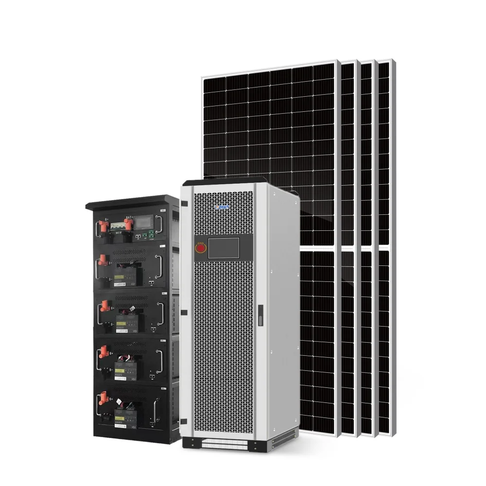 30kw 50kw Hybrid Solar System Off Grid Solar Array System Three Phase Solar Energy Storage System For Roof Installation