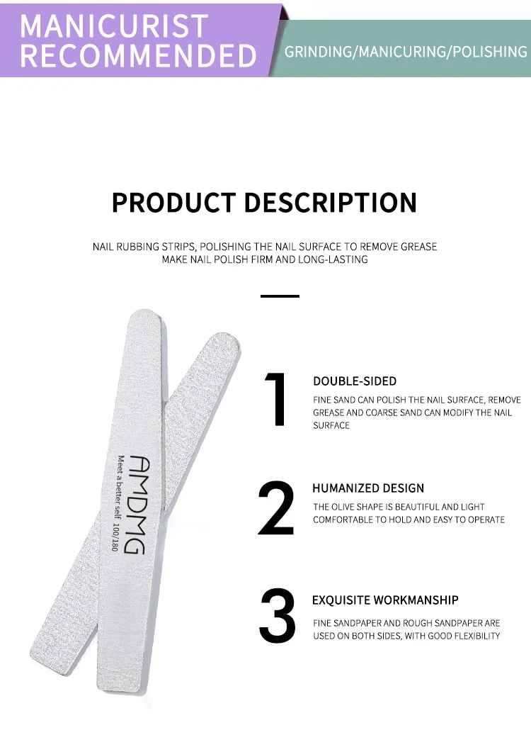 Wholesale Fashion Simple Irregular Sponge Frosted Custom Nail File 100/