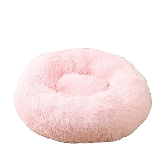 Facx Long Fur Warm Pet Calming Beds Cushion Plush Pillow Cat Nest Fluffy Donut Round Dog Bed Cat Bed