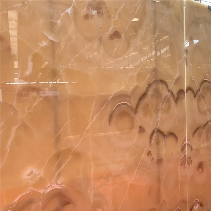 product natural translucent tile brown onyx marble slab for countertop and background wall-5