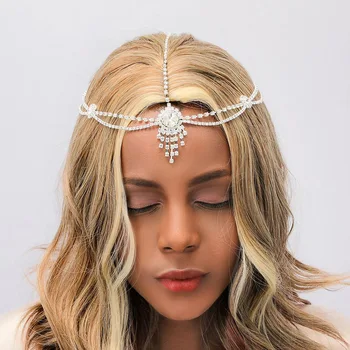 Multi-layer rhinestone hair chain European and American bride wedding hair accessories fashion all-match headband