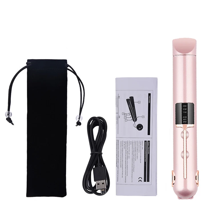 Professional Custom Cordless Hair Straightener Orange 450 Degrees Mini Flat Iron Bling Ceramic Plate Electric Battery Powered