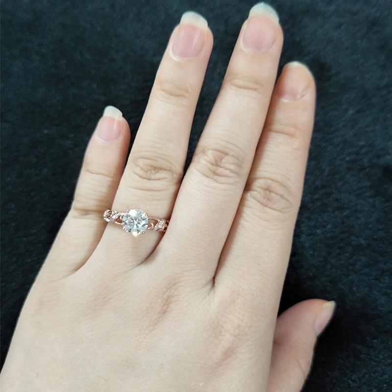 Stargems Pattern Hollow Design Real 9k 10K 14K 18K Yellow White Rose Gold Diamond Ring