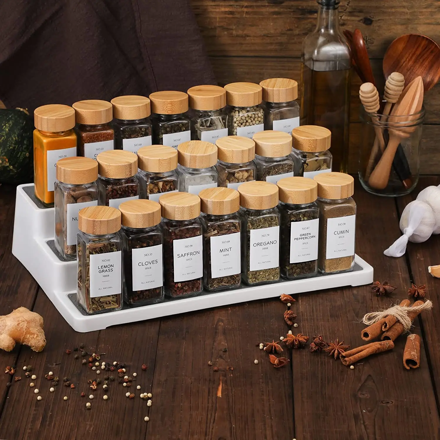Spice Jars With Label, 24 Pcs Glass Spice Jars 4Oz Seasoning