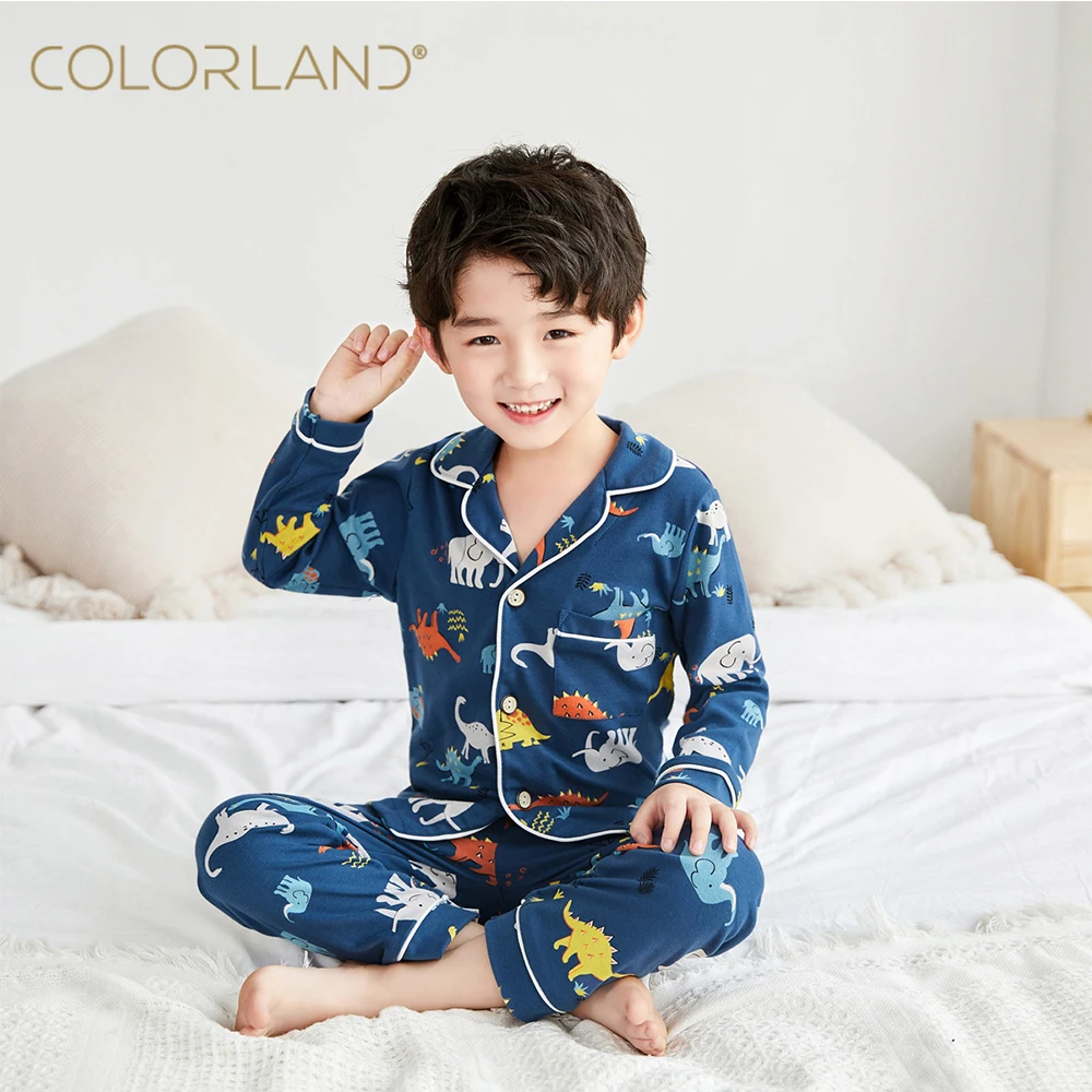 travesura mejilla calcetines Wholesale Colorland Loose Fitting Kids Sleepwear 100% Cotton Button Up Long  Sleeve Children Pajama From m.alibaba.com